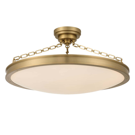 Golden Lighting Cameron 30in LED Semi-Flush Mount | Modern Brushed Champagne Brass and Etched Glass | Entryway & Foyer | Model 1700-30SF BCB-EG