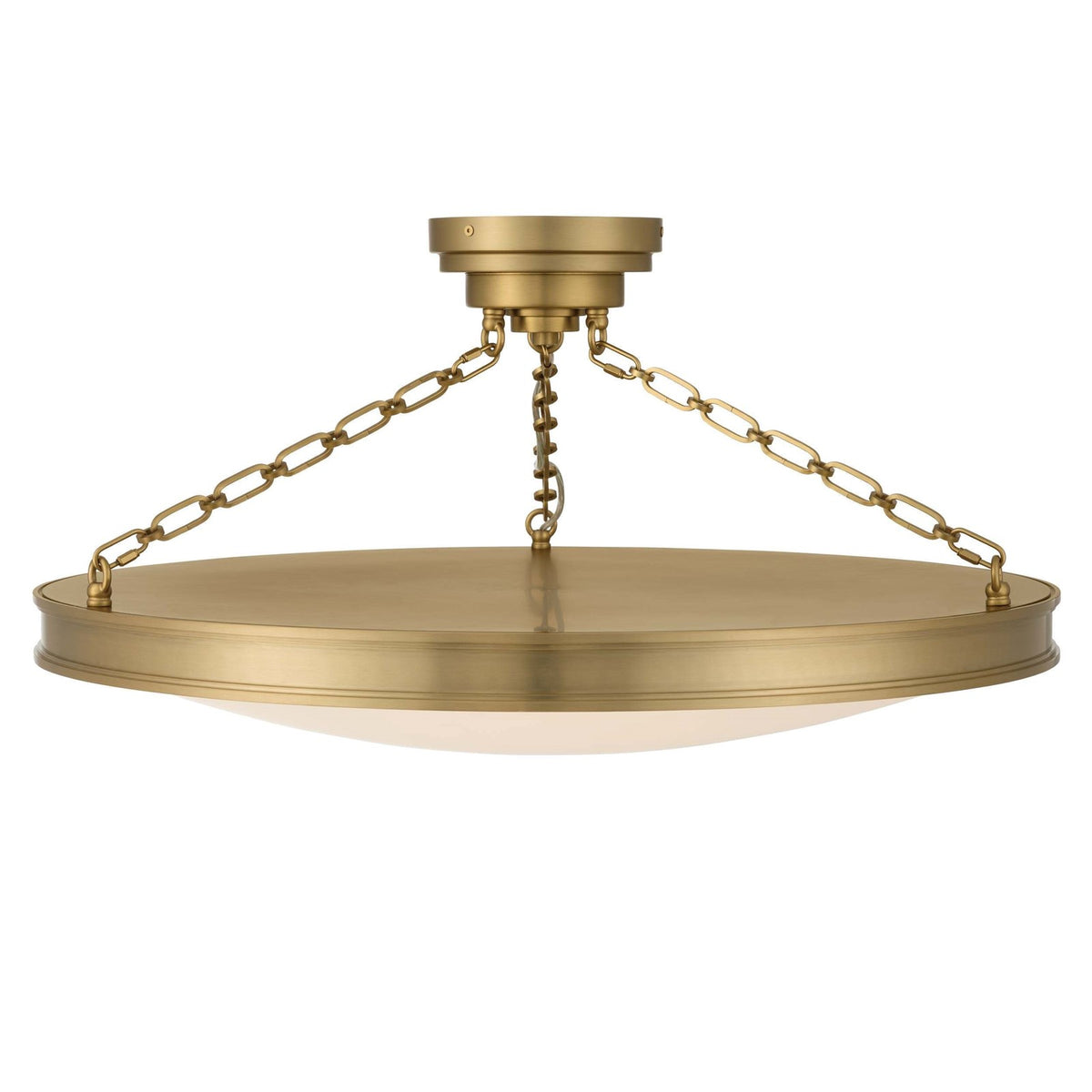 Golden Lighting Cameron 30in LED Semi-Flush Mount | Modern Brushed Champagne Brass and Etched Glass | Entryway & Foyer | Model 1700-30SF BCB-EG