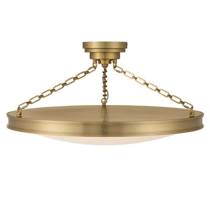 Golden Lighting Cameron 30in LED Semi-Flush Mount | Modern Brushed Champagne Brass and Etched Glass | Entryway & Foyer | Model 1700-30SF BCB-EG