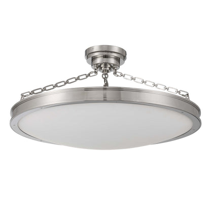 Golden Lighting Cameron 30in LED Semi-Flush Mount | Modern Polished Nickel and Etched Glass | Entryway & Kitchen | Model 1700-30SF PN-EG