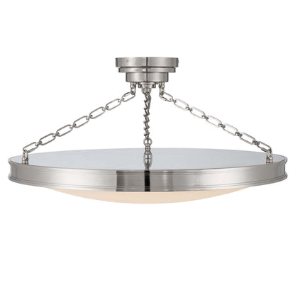 Golden Lighting Cameron 30in LED Semi-Flush Mount | Modern Polished Nickel and Etched Glass | Entryway & Kitchen | Model 1700-30SF PN-EG