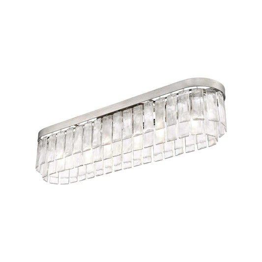 Golden Lighting Ciara 42in 6-Light Flush Mount | Glam Peruvian Silver and Hammered Water Glass | Hallway & Bathroom | Model 1768-FM42 PS-HWG