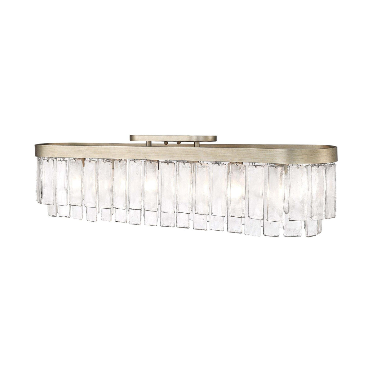 Golden Lighting Ciara 42in 6-Light Flush Mount | Glam White Gold and Hammered Water Glass | Hallway & Bathroom | Model 1768-FM42 WG-HWG