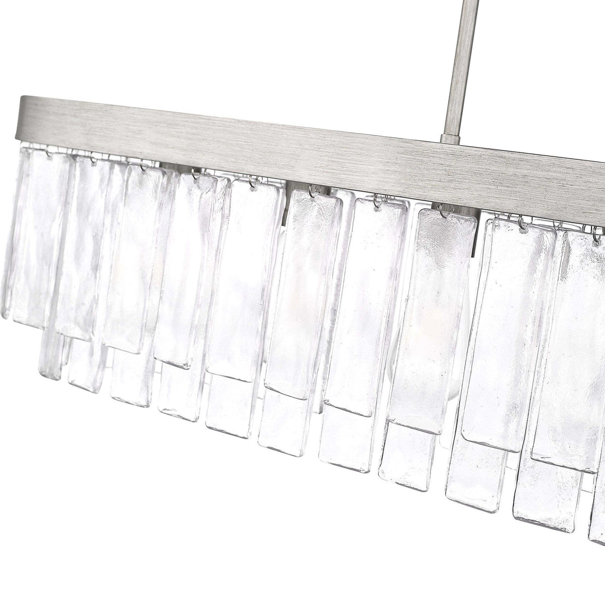 Golden Lighting Ciara 42in 6-Light Island Light | Glam Peruvian Silver and Hammered Water Glass | Kitchen Island | Model 1768-LP PS-HWG