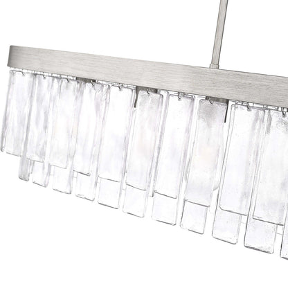 Golden Lighting Ciara 42in 6-Light Island Light | Glam Peruvian Silver and Hammered Water Glass | Kitchen Island | Model 1768-LP PS-HWG
