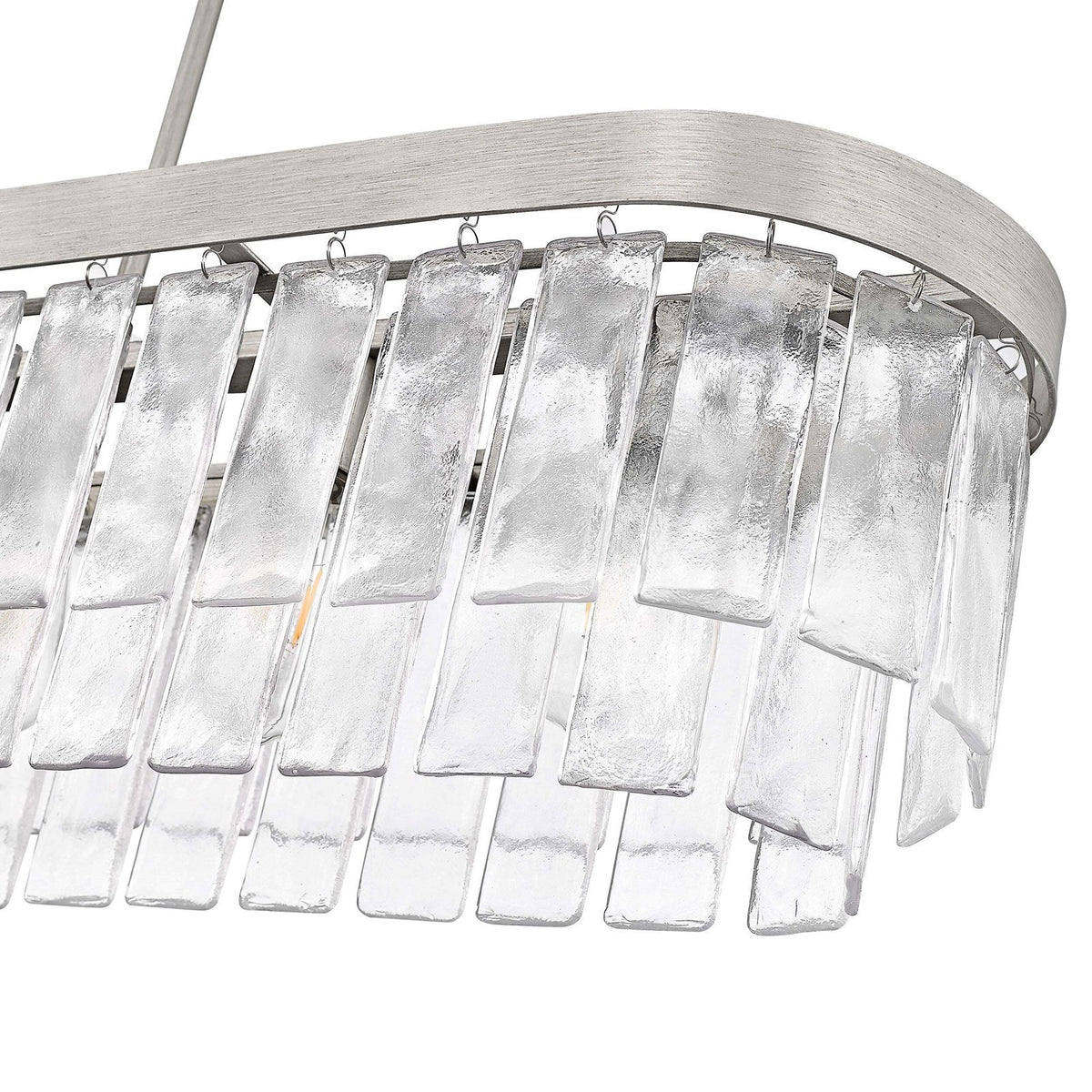 Golden Lighting Ciara 42in 6-Light Island Light | Glam Peruvian Silver and Hammered Water Glass | Kitchen Island | Model 1768-LP PS-HWG
