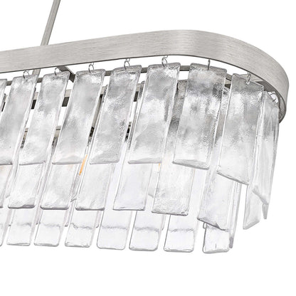Golden Lighting Ciara 42in 6-Light Island Light | Glam Peruvian Silver and Hammered Water Glass | Kitchen Island | Model 1768-LP PS-HWG