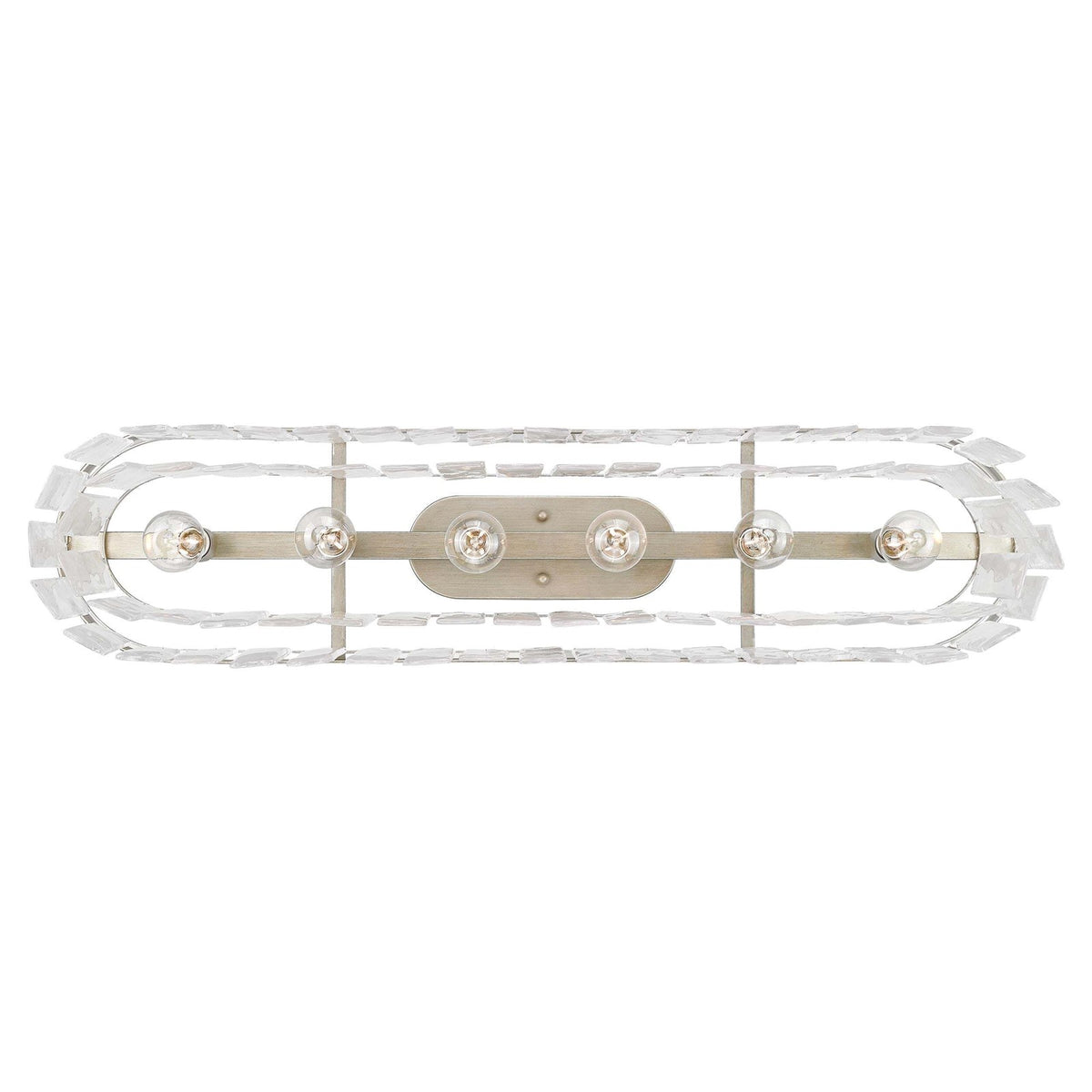 Golden Lighting Ciara 42in 6-Light Island Light | Glam White Gold and Hammered Water Glass | Kitchen Island & Dining Room | Model 1768-LP WG-HWG