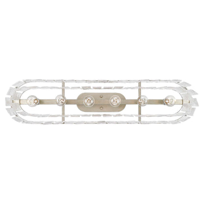 Golden Lighting Ciara 42in 6-Light Island Light | Glam White Gold and Hammered Water Glass | Kitchen Island & Dining Room | Model 1768-LP WG-HWG
