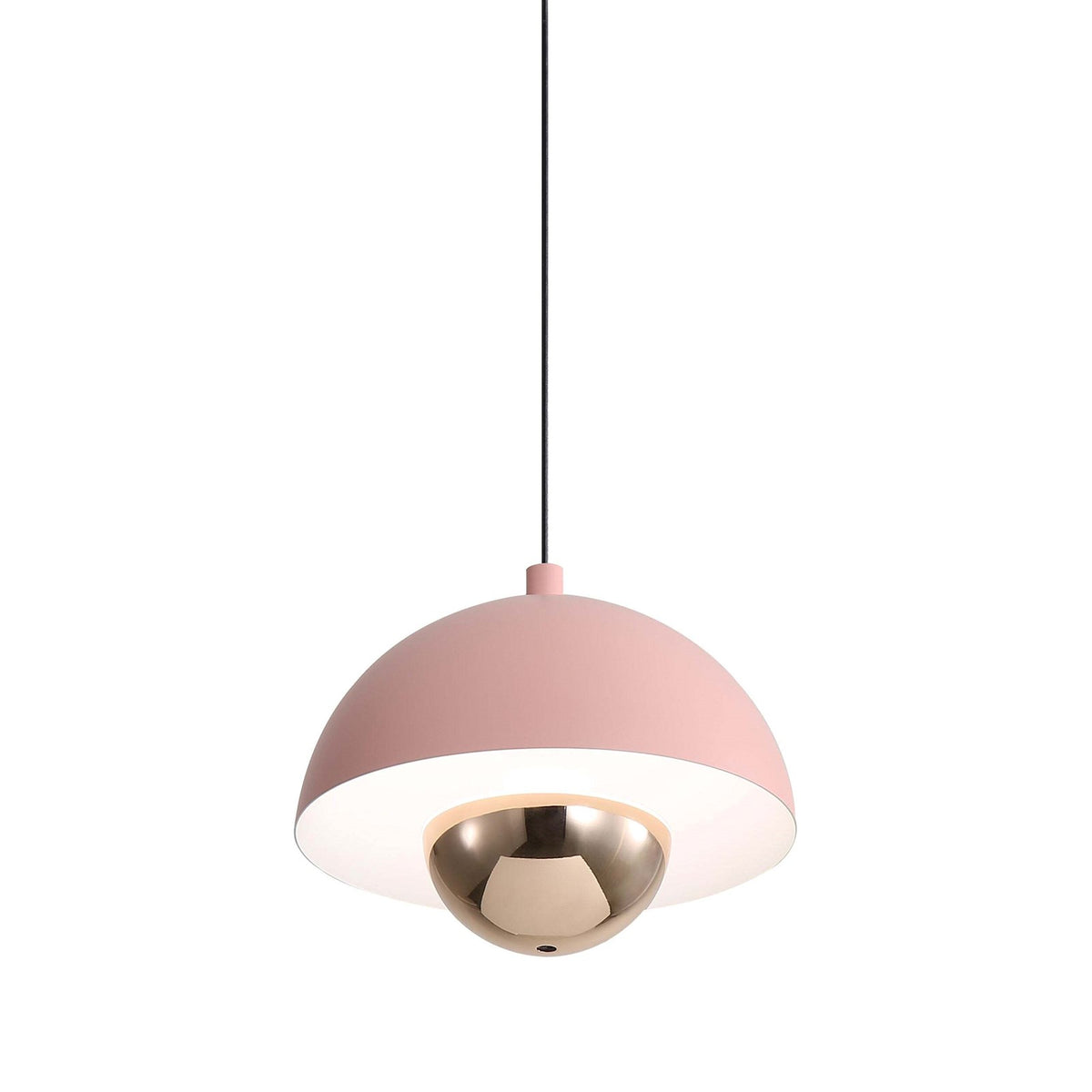 Golden Lighting Vintra 7in 1-Light LED Pendant | Modern Dusty Rose and Copper Steel | Kitchen & Bathroom | 7.13 x 7.13 x 6 in | Model 1816-1S DRS-CPR