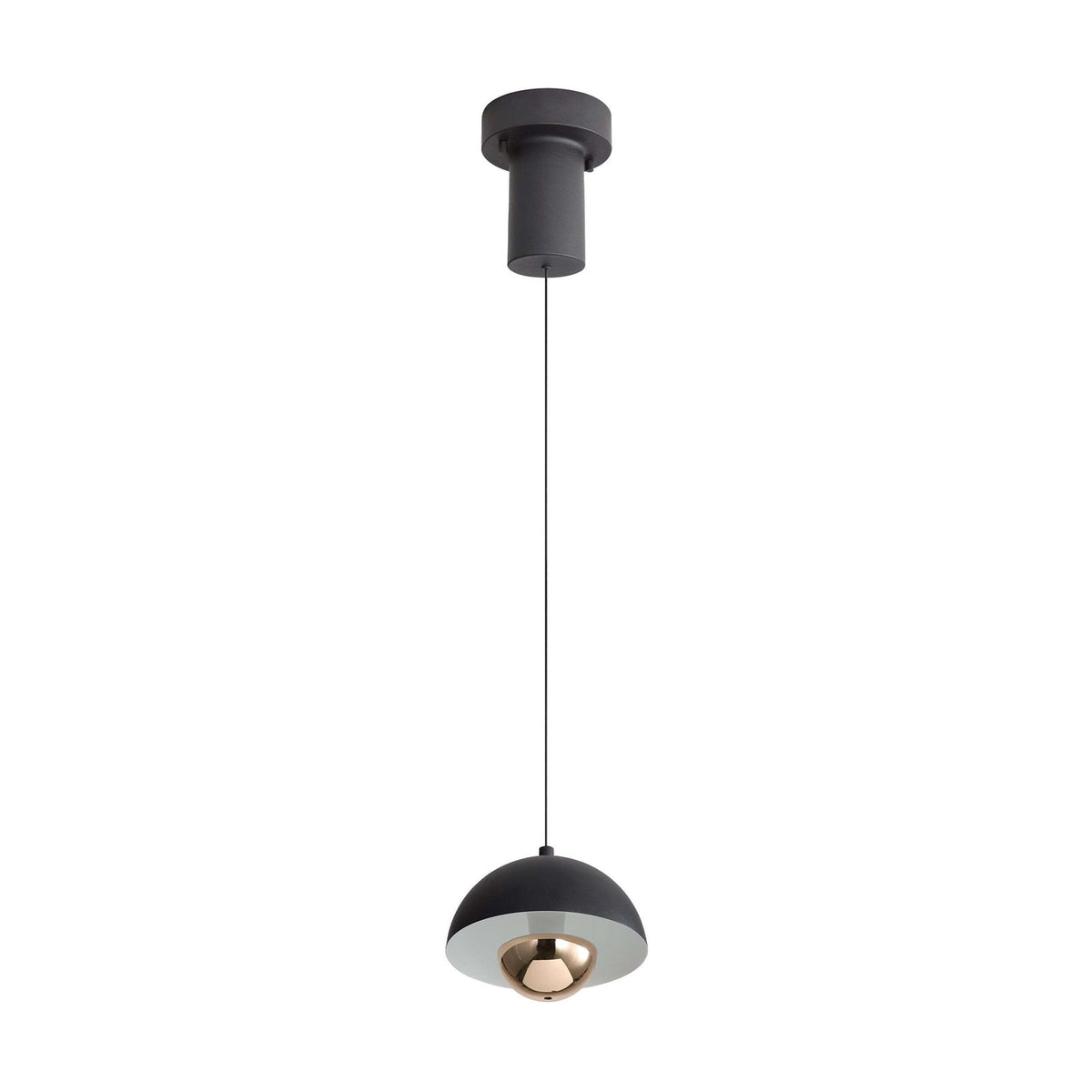 Golden Lighting Vintra 7in 1-Light Pendant | Modern Sand Black and Copper Steel | Kitchen Island & Dining Room | Model 1816-1S SNB-CPR