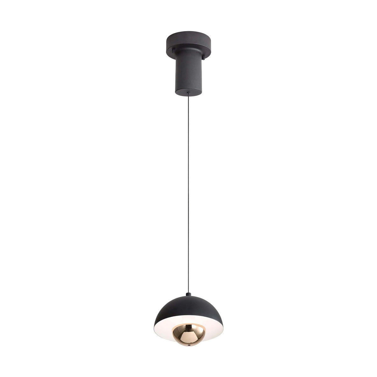 Golden Lighting Vintra 7in 1-Light Pendant | Modern Sand Black and Copper Steel | Kitchen Island & Dining Room | Model 1816-1S SNB-CPR
