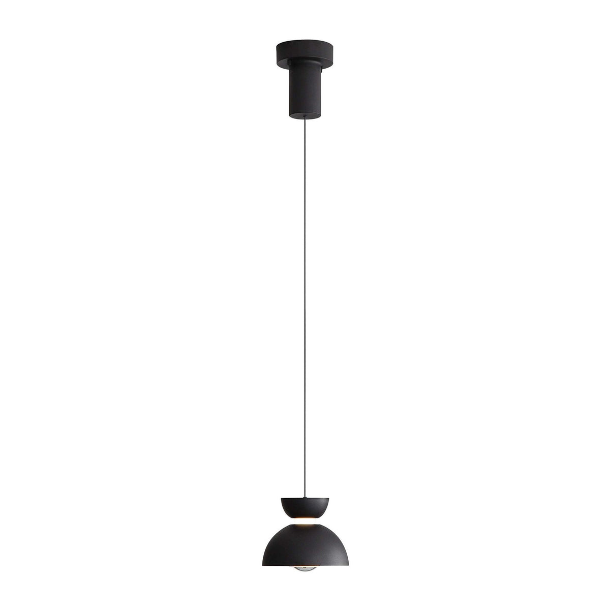 Golden Lighting Vintra 7in 1-Light LED Pendant | Modern Sand Black and Chrome Steel | Kitchen Island & Dining Room | Model 1816-2S SNB-CH