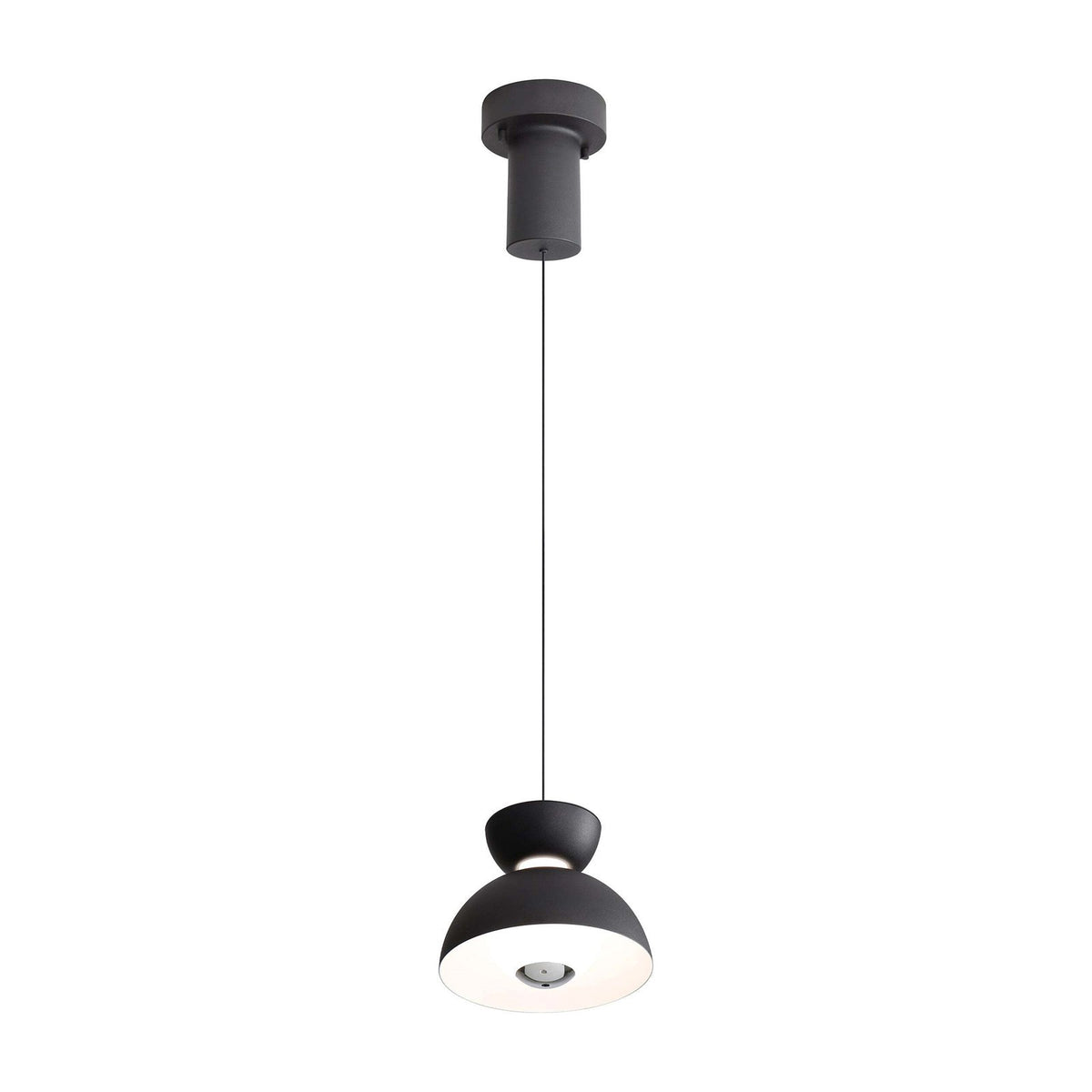 Golden Lighting Vintra 7in 1-Light LED Pendant | Modern Sand Black and Chrome Steel | Kitchen Island & Dining Room | Model 1816-2S SNB-CH