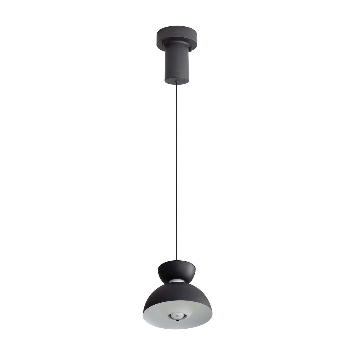 Golden Lighting Vintra 7in 1-Light LED Pendant | Modern Sand Black and Chrome Steel | Kitchen Island & Dining Room | Model 1816-2S SNB-CH