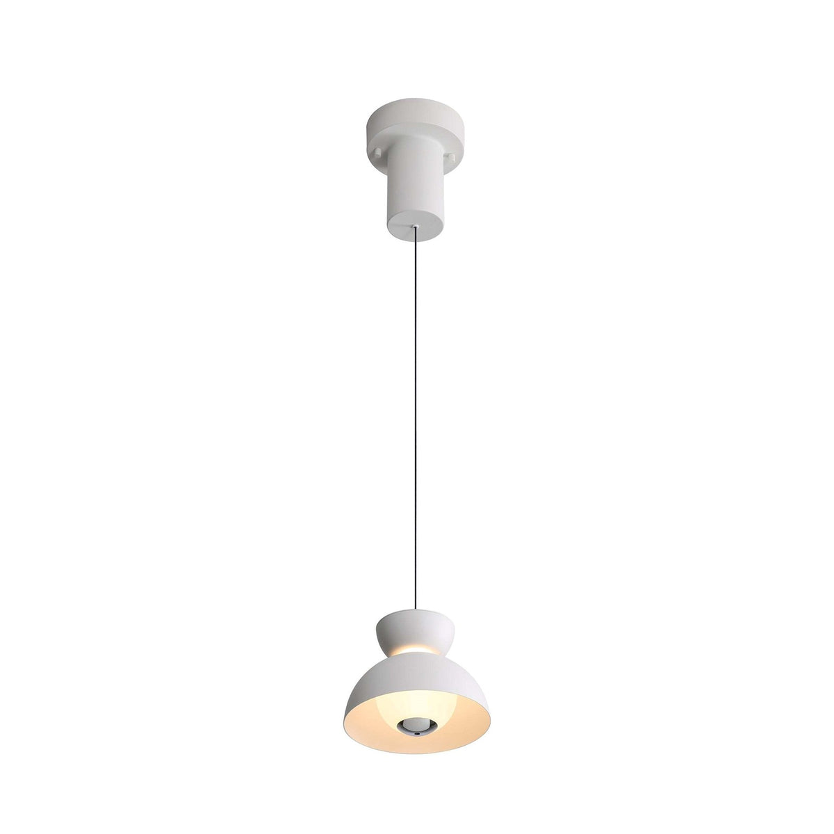 Golden Lighting Vintra 7in 1-Light LED Pendant | Modern Sand White and Chrome Steel | Kitchen Island & Dining Room | Model 1816-2S SNW-CH