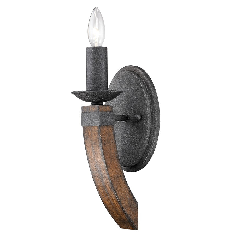 1 Light Wall Sconce, Black Iron