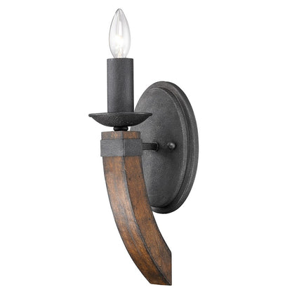 1 Light Wall Sconce, Black Iron