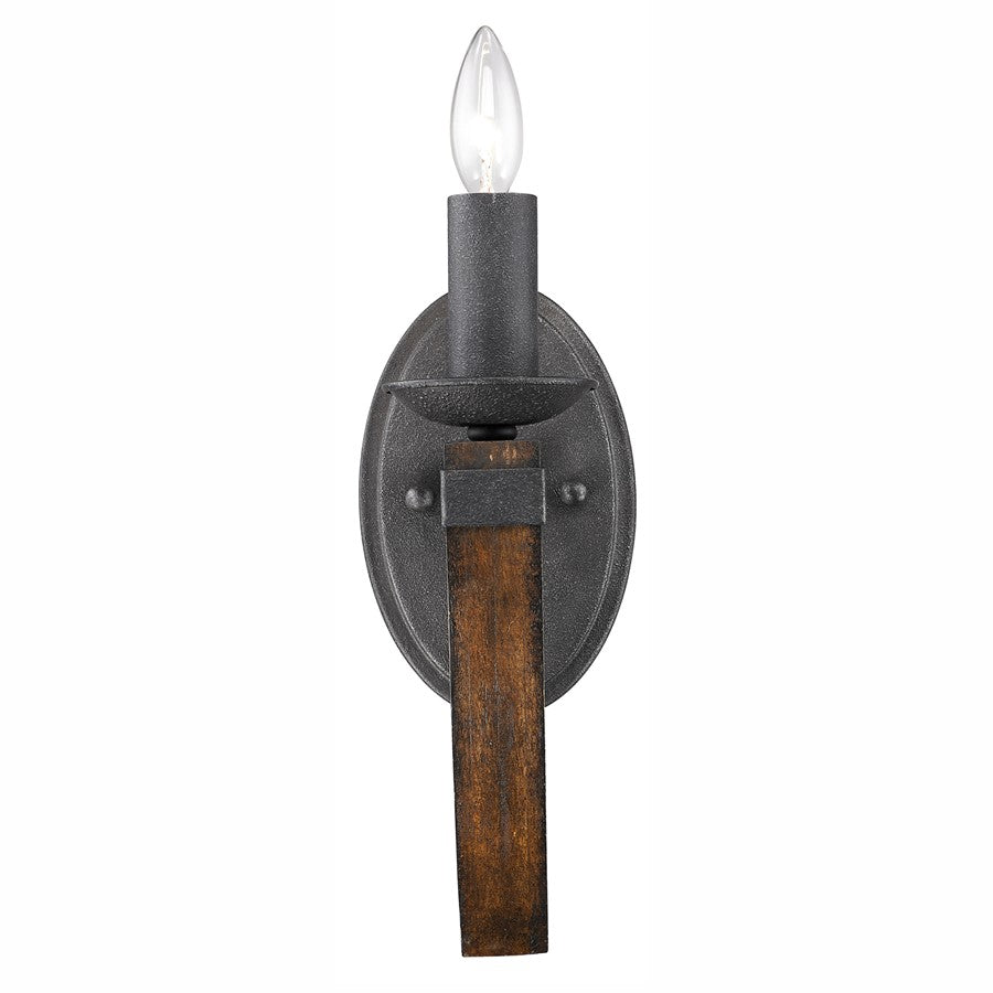 1 Light Wall Sconce, Black Iron