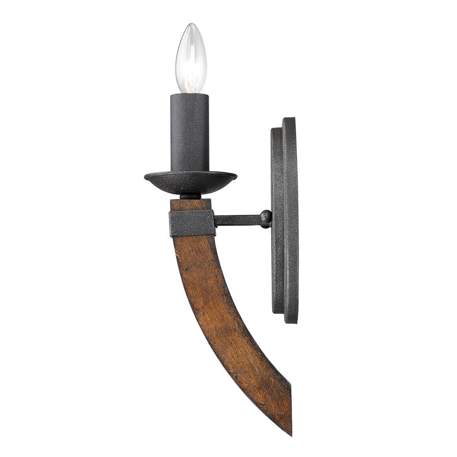 1 Light Wall Sconce, Black Iron