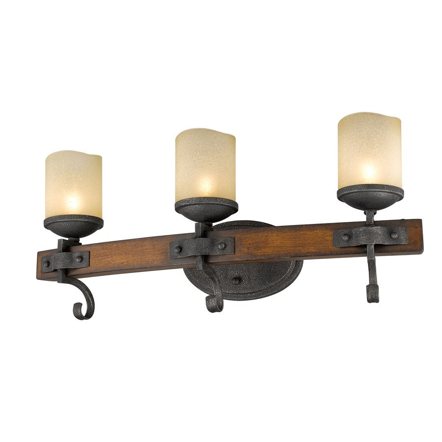 3 Light Bathroom Vanity Light, Black Iron