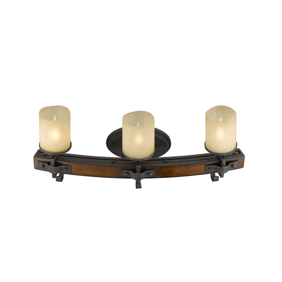 3 Light Bathroom Vanity Light, Black Iron