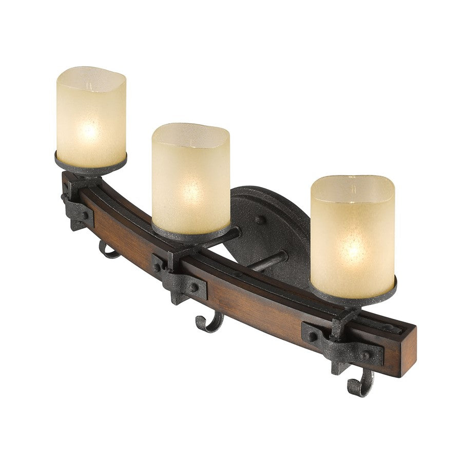 3 Light Bathroom Vanity Light, Black Iron
