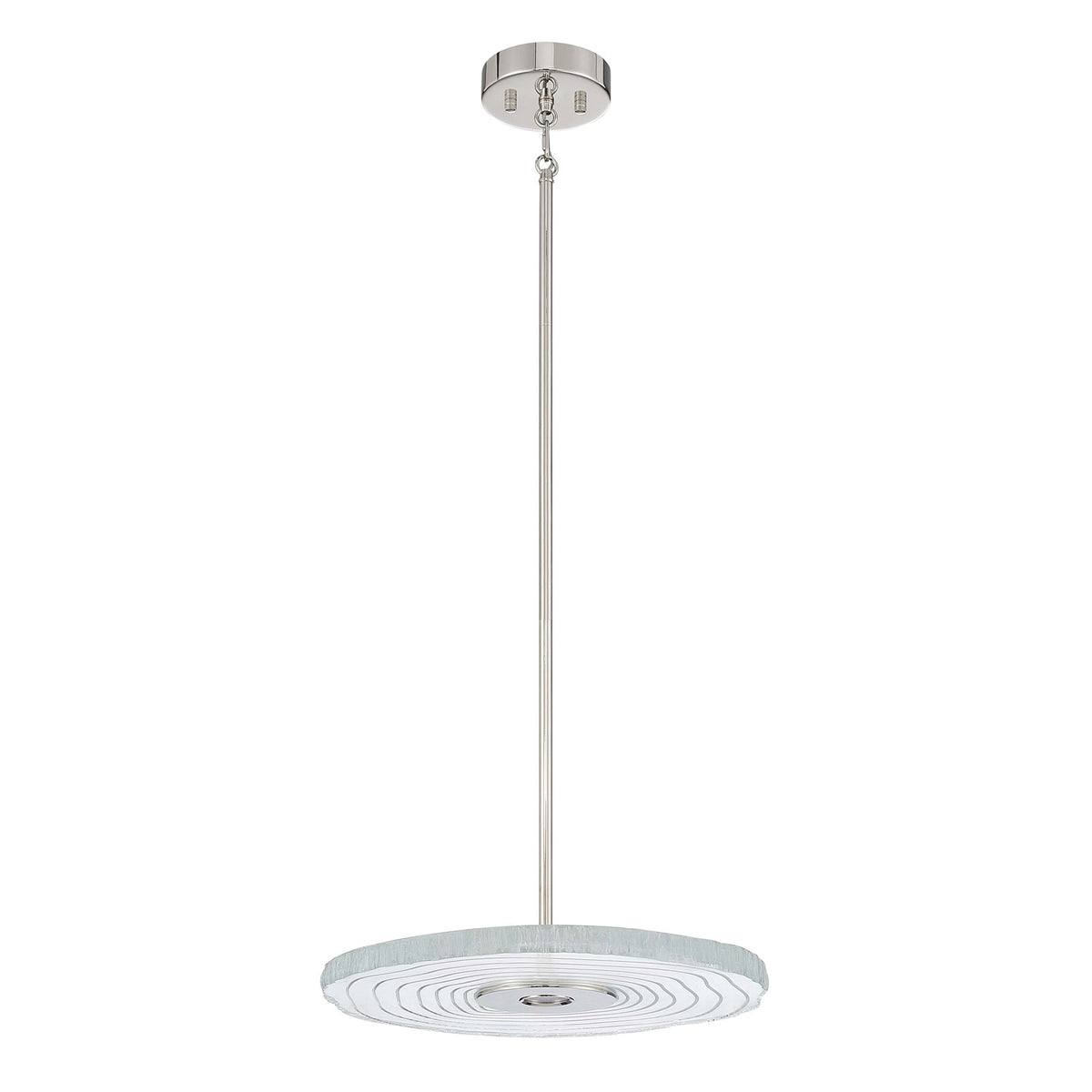 Golden Lighting Luminwood 16in Integrated LED Pendant | Modern Polished Nickel and Clear Resin | Kitchen Island & Dining Room | Model 1921-16 PN-RE