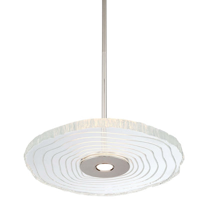 Golden Lighting Luminwood 16in Integrated LED Pendant | Modern Polished Nickel and Clear Resin | Kitchen Island & Dining Room | Model 1921-16 PN-RE