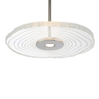Golden Lighting Luminwood 16in Integrated LED Pendant | Modern Polished Nickel and Clear Resin | Kitchen Island & Dining Room | Model 1921-16 PN-RE