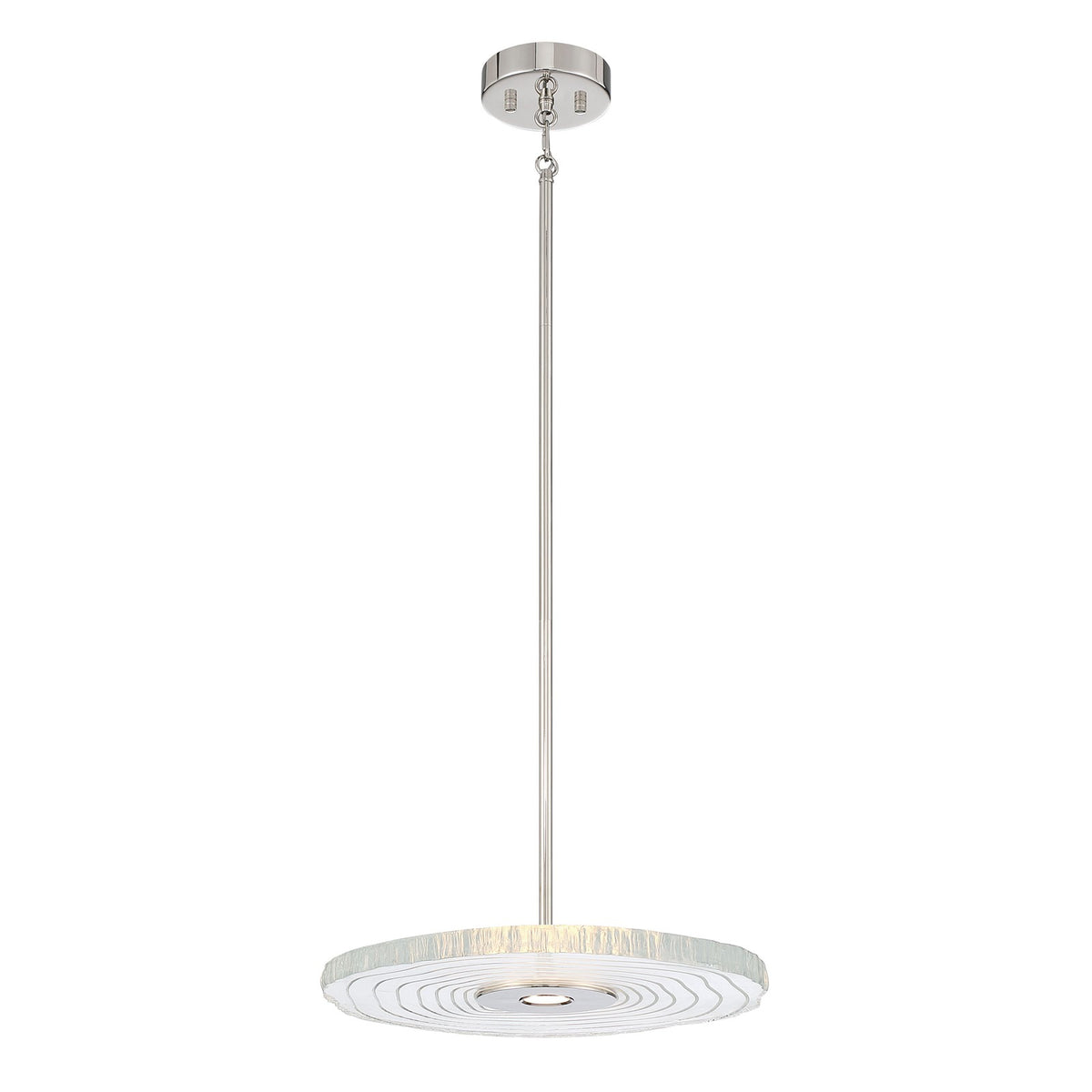 Golden Lighting Luminwood 16in Integrated LED Pendant | Modern Polished Nickel and Clear Resin | Kitchen Island & Dining Room | Model 1921-16 PN-RE