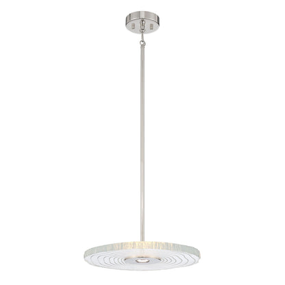 Golden Lighting Luminwood 16in Integrated LED Pendant | Modern Polished Nickel and Clear Resin | Kitchen Island & Dining Room | Model 1921-16 PN-RE