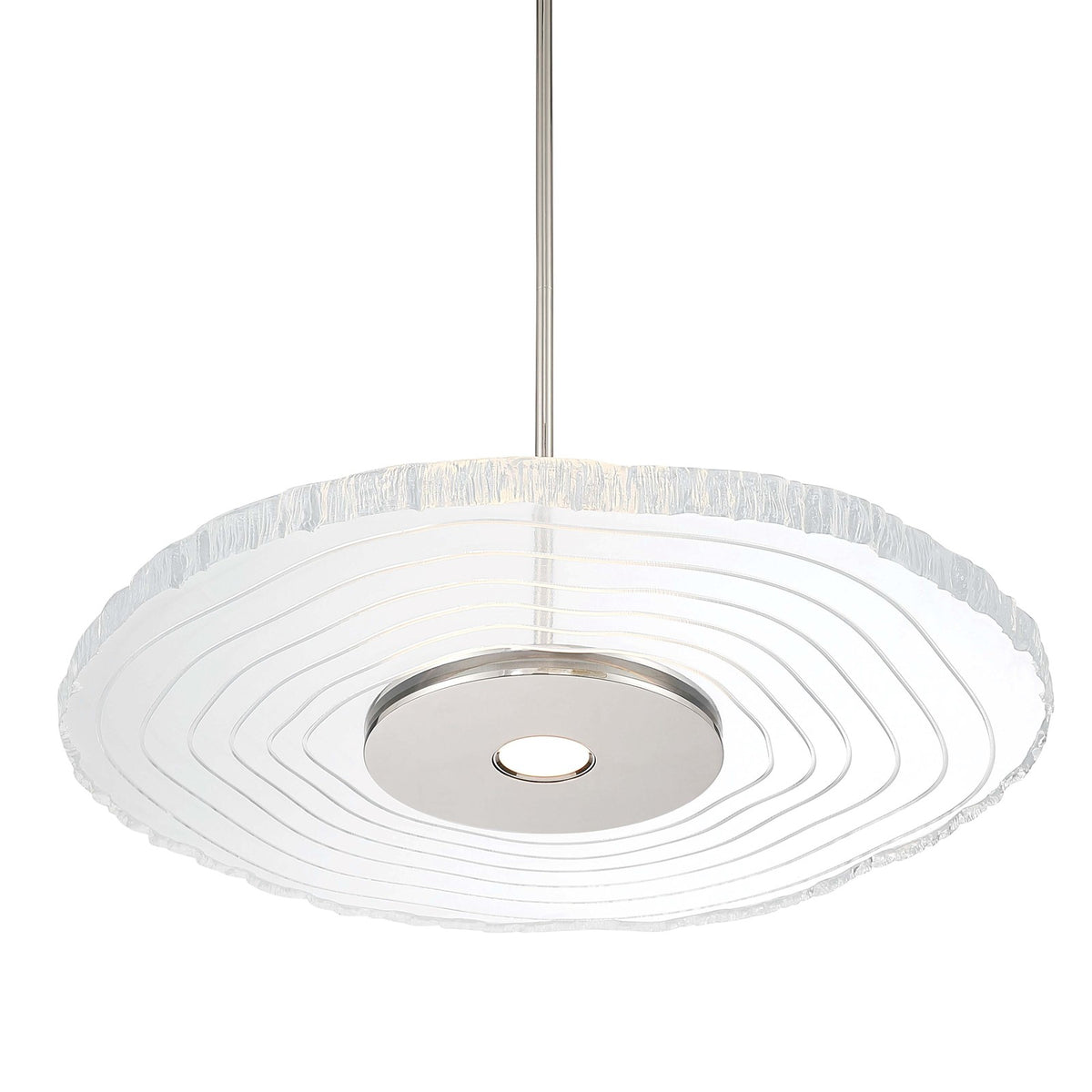 Golden Lighting Luminwood 24in LED Pendant | Modern Polished Nickel and Clear Resin | Kitchen Island & Dining Room | Model 1921-24 PN-RE