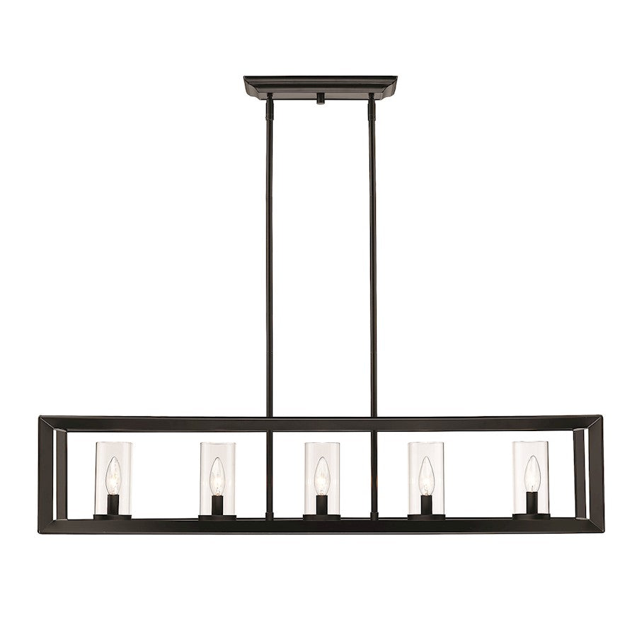Golden Lighting Smyth Linear Pendant, Matte Black/Clear Glass