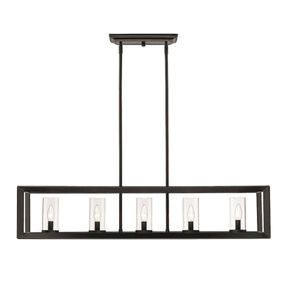 Golden Lighting Smyth Linear Pendant, Matte Black/Clear Glass