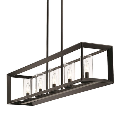 Golden Lighting Smyth Linear Pendant, Matte Black/Clear Glass