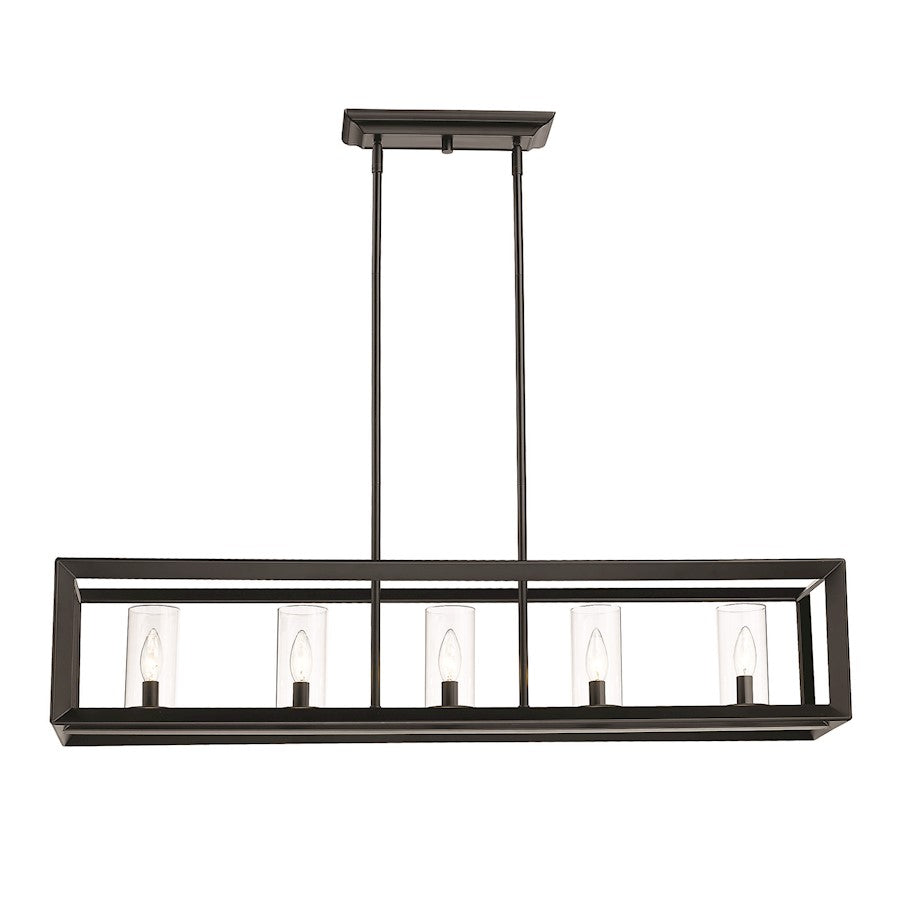 Golden Lighting Smyth Linear Pendant, Matte Black/Clear Glass