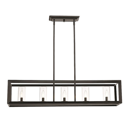 Golden Lighting Smyth Linear Pendant, Matte Black/Clear Glass
