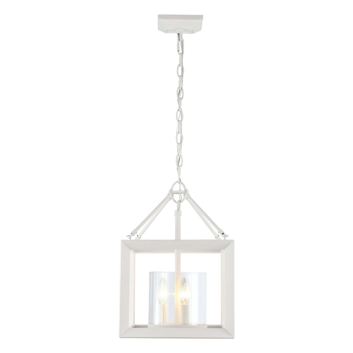Golden Lighting Smyth 11.75in 3-Light Chandelier | Transitional Natural White and Clear Glass | Dining Room & Foyer | Model 2073-M3 NWT-CLR