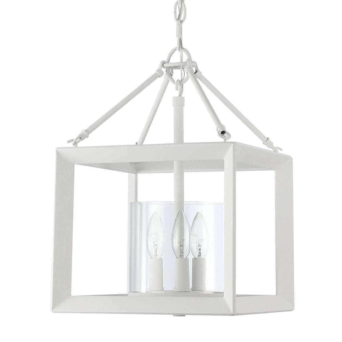 Golden Lighting Smyth 11.75in 3-Light Chandelier | Transitional Natural White and Clear Glass | Dining Room & Foyer | Model 2073-M3 NWT-CLR