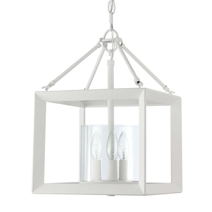 Golden Lighting Smyth 11.75in 3-Light Chandelier | Transitional Natural White and Clear Glass | Dining Room & Foyer | Model 2073-M3 NWT-CLR