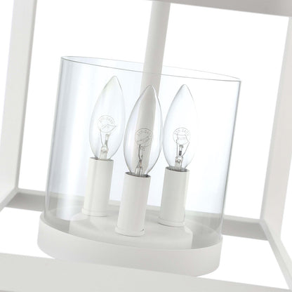 Golden Lighting Smyth 11.75in 3-Light Chandelier | Transitional Natural White and Clear Glass | Dining Room & Foyer | Model 2073-M3 NWT-CLR