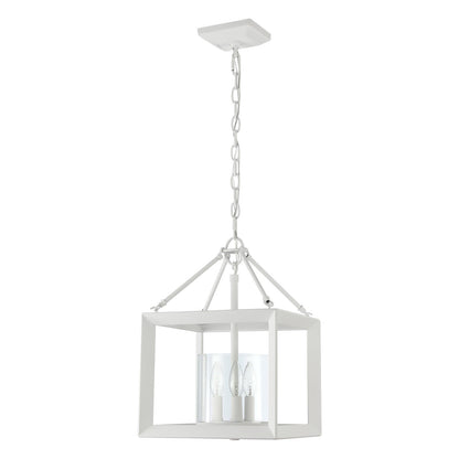 Golden Lighting Smyth 11.75in 3-Light Chandelier | Transitional Natural White and Clear Glass | Dining Room & Foyer | Model 2073-M3 NWT-CLR