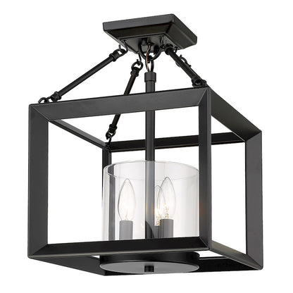 Golden Lighting Smyth 3 Light Semi-Flush, Matte Black/Clear