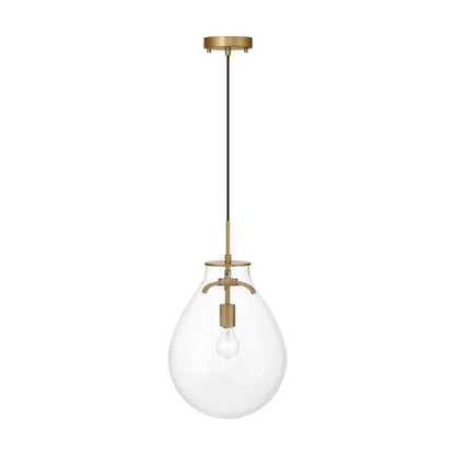 Golden Lighting Drop 12in 1-Light Pendant | Modern Brushed Champagne Brass and Clear Glass | Kitchen & Dining Room | Model 2088-12P BCB-CLR