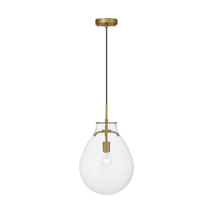 Golden Lighting Drop 12in 1-Light Pendant | Modern Brushed Champagne Brass and Clear Glass | Kitchen & Dining Room | Model 2088-12P BCB-CLR