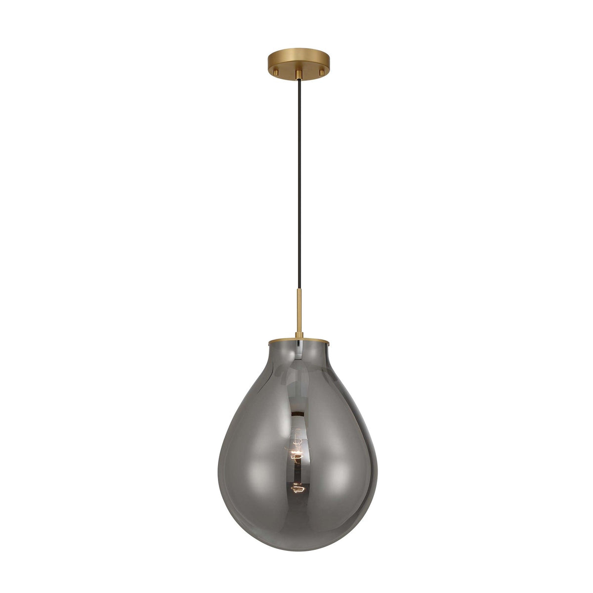 Golden Lighting Drop 12in 1-Light Pendant | Modern Brushed Champagne Brass and Smoke Plated Glass | Kitchen Island & Dining | Model 2088-12P BCB-SMP
