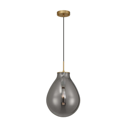 Golden Lighting Drop 12in 1-Light Pendant | Modern Brushed Champagne Brass and Smoke Plated Glass | Kitchen Island & Dining | Model 2088-12P BCB-SMP