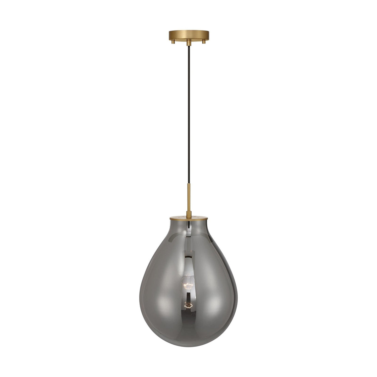 Golden Lighting Drop 12in 1-Light Pendant | Modern Brushed Champagne Brass and Smoke Plated Glass | Kitchen Island & Dining | Model 2088-12P BCB-SMP