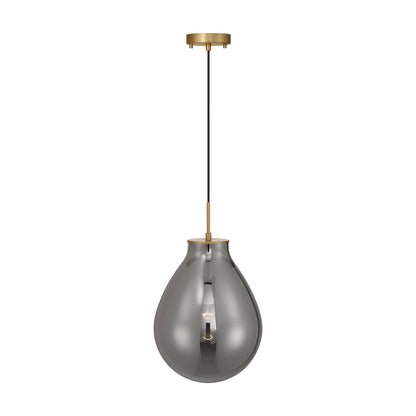 Golden Lighting Drop 12in 1-Light Pendant | Modern Brushed Champagne Brass and Smoke Plated Glass | Kitchen Island & Dining | Model 2088-12P BCB-SMP